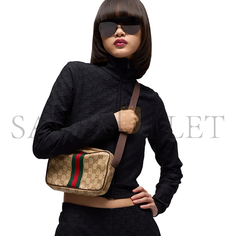 GUCCI GG MINI BAG WITH WEB 876391 (21.5*14*5cm) GUCCI GG MINI BAG WITH WEB 876391 (21.5*14*5cm)
